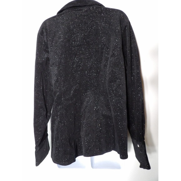 Susan Graver Style Jacket Black Glitter Faux Suede Black Rhinestone Button 1X Ne - Picture 4 of 10